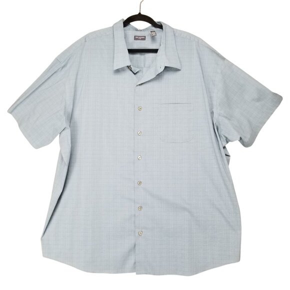 Van Heusen Shirt Mens 4XL Light Blue Plaid Short Sleeve Button Up - Picture 1 of 11